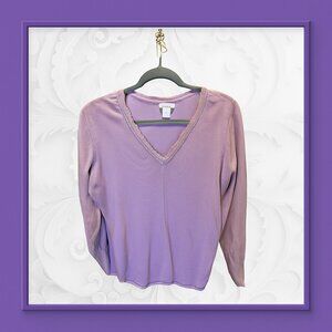 Isaac Mizrahi Purple Lavender V-Neck Sweater